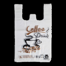 Пакет майка "Кава" білий 25х45см (250шт/уп)(С44)