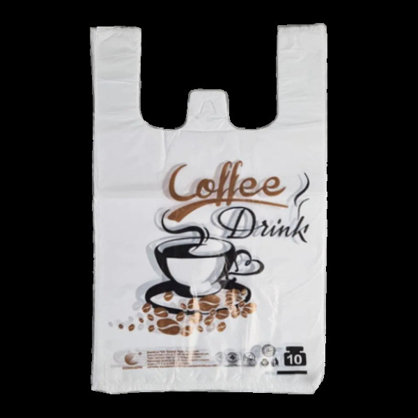 Пакет майка "Кава" білий 25х45см (250шт/уп)(С44)