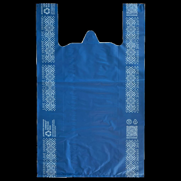 Пакет майка 34х57см 51мкм MDPE синій "LOVE UA" (50шт/уп|500шт/ящ) СHP067(СHP067)