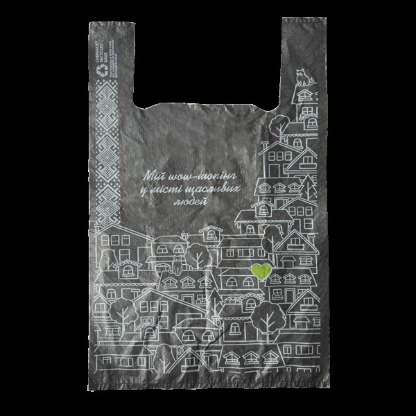 Пакет майка 34х57см 25мкм HDPE графіт "City UA" (50шт/уп|500шт/ящ) CHP076(CHP076)
