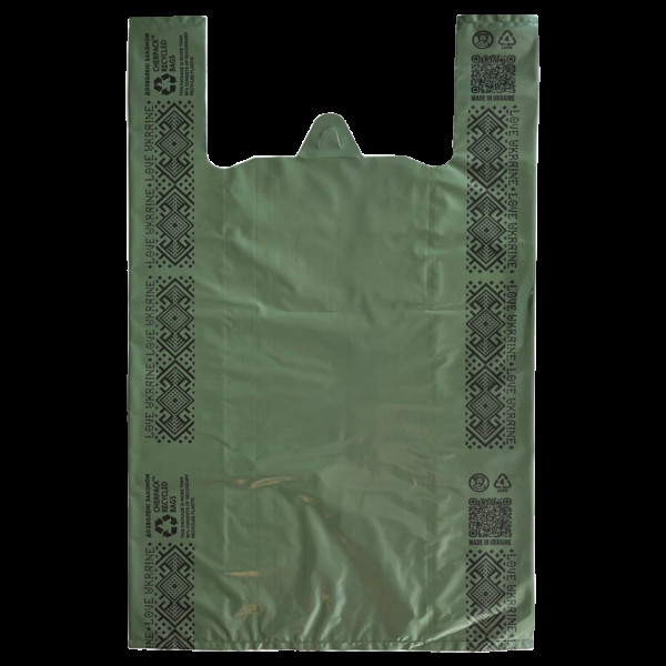 Пакет майка 34х57см 51мкм MDPE зелений "LOVE UA" (50шт/уп|500шт/ящ) СHP065(СHP065)