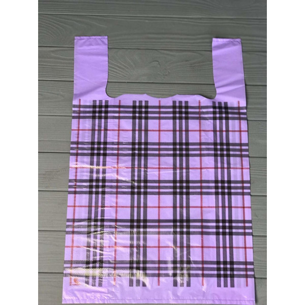 Пакет майка 45х70 см (100шт/уп 500шт/ящ) Багажка №4 Фіол, Зел, Жовта клітинка С1