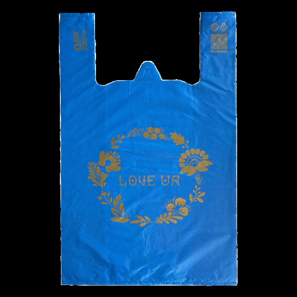 Пакет майка 34х57см 25мкм HDPE синій "LOVE UA" (50шт/уп|500шт/ящ) СHP071(СHP071)