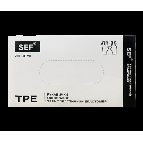 SEF Рукавички з термопластичного еластомеру TPE Чорні  роз.L (200шт/уп) арт.259154(259154)