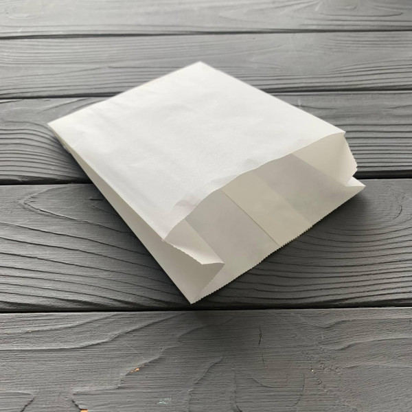 Пакет саше белый 170х120х50 мм (средняя жиростойкость) 199Ф
