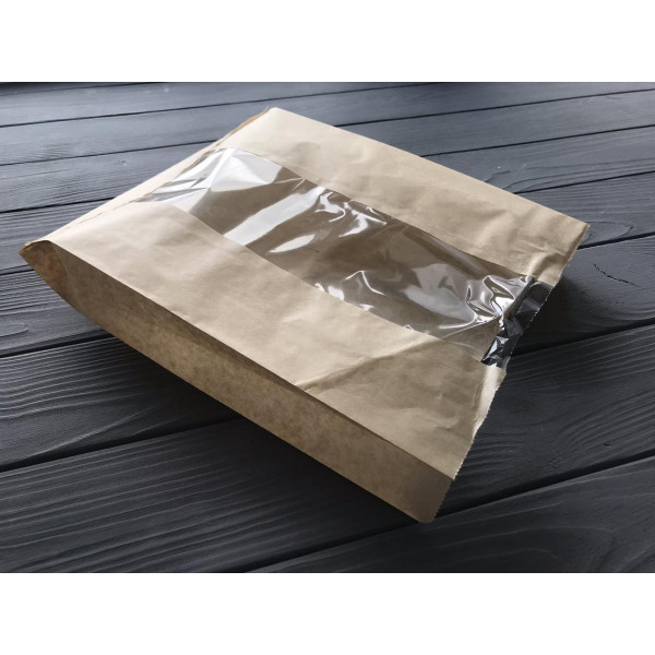 Паперовий пакет з прозорою вставкою 300х220х50 124Ф