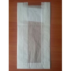 Бумажный пакет с прозрачной вставкой 290х140х50/60 мм