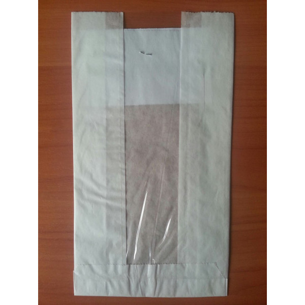Паперовий пакет з прозорою вставкою 220х120х50/40 мм 56