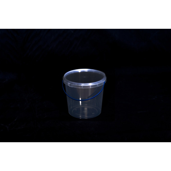 Відро 1л кругле з синьою ручкою, прозоре (50/400) VP1