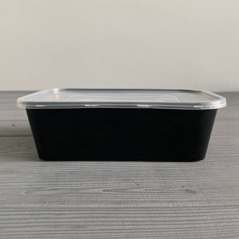 Контейнер Gloss прямокутний з кришкою 500мл чорний PP (50/250) Gloss500