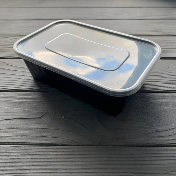 Контейнер Gloss прямокутний з кришкою 500мл чорний PP (50/250) Gloss500