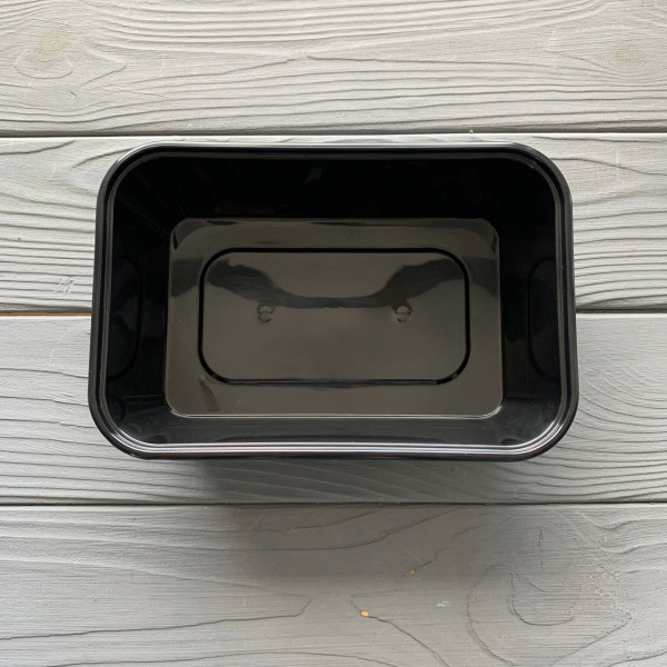 Контейнер Gloss прямокутний з кришкою 500мл чорний PP (50/250) Gloss500