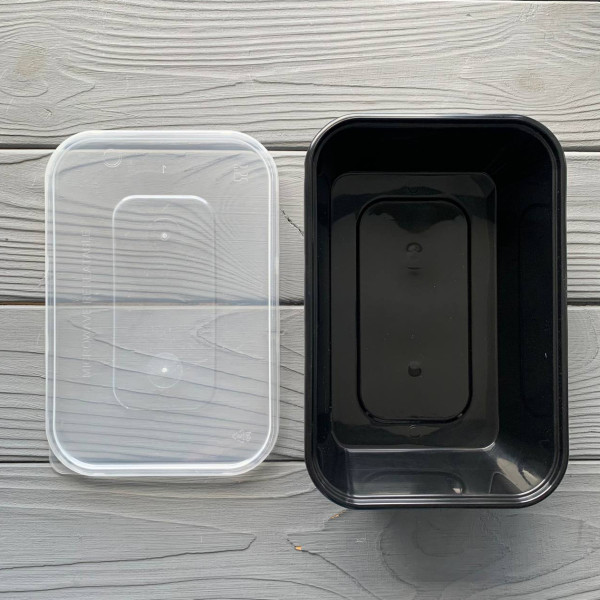 Контейнер Gloss прямокутний з кришкою 500мл чорний PP (50/250) Gloss500