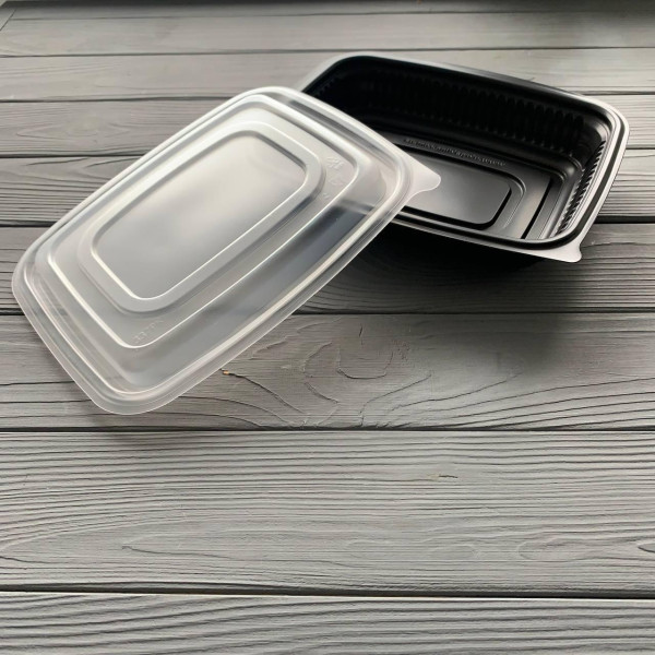 Контейнер черный для вторых блюд с крышкой на 1 деление 337BL+337PK (400шт/ящ)