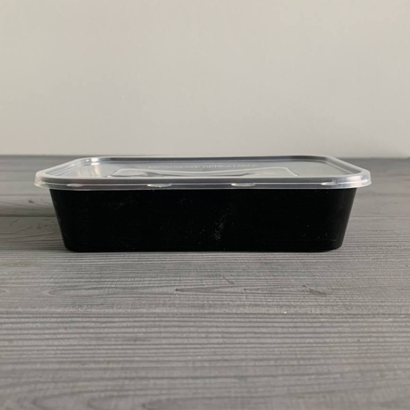 Контейнер Gloss прямокутний з кришкою 650мл чорний PP (50/250) Gloss650