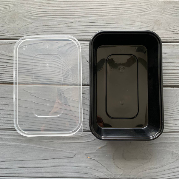 Контейнер Gloss прямокутний з кришкою 650мл чорний PP (50/250) Gloss650