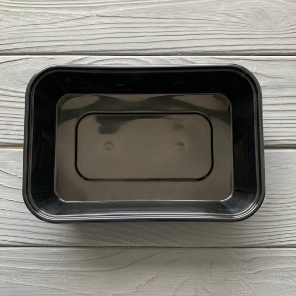 Контейнер Gloss прямокутний з кришкою 650мл чорний PP (50/250) Gloss650