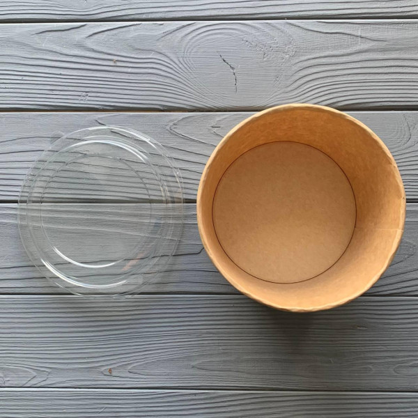 Салатник (супник) с крышкой 1000 мл крафт/крафт ⌀145 h=74мм (50шт/уп|400шт/ящ) СКК1000