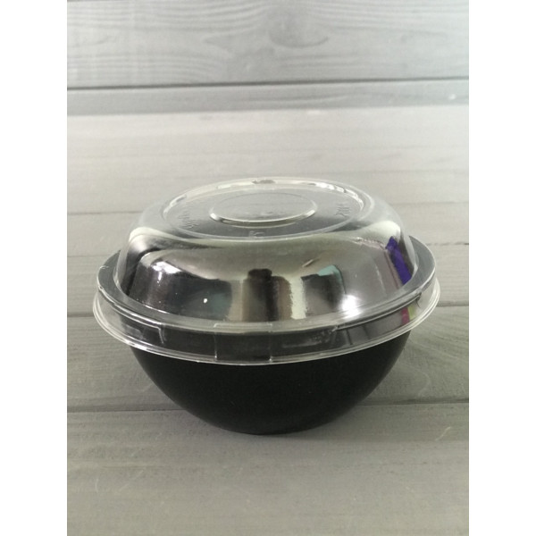 Салатник с крышкой 200 мл черный (1000шт/ящ) 200BL
