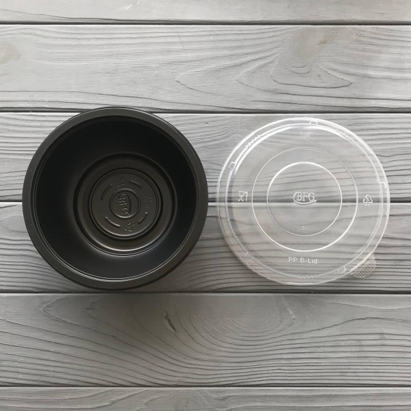 Супник (салатник) черный с крышкой 500мл RB-500 (400шт/ящ)
