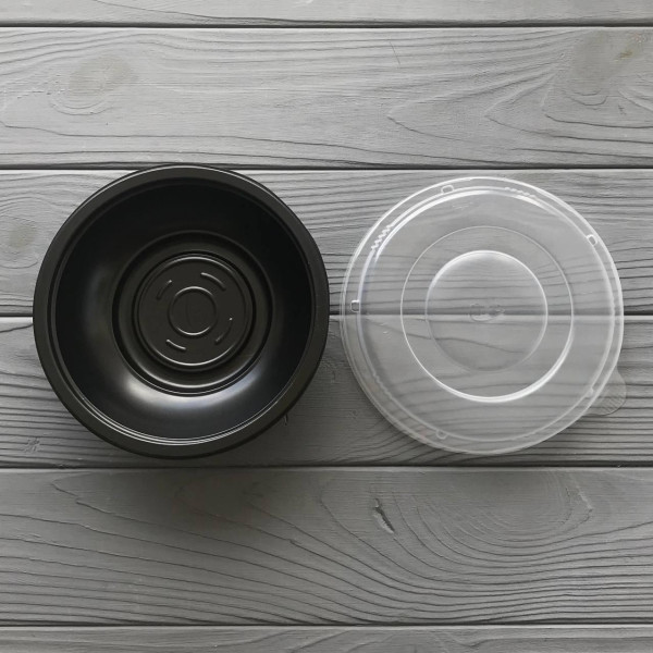 Супник (салатник) черный с крышкой 350мл RB-350 (400шт/ящ)
