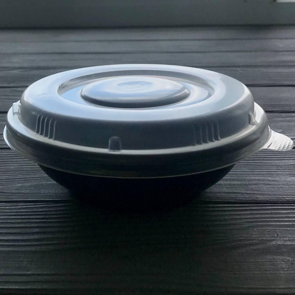 Супник (салатник) черный с крышкой 350мл RB-350 (400шт/ящ)
