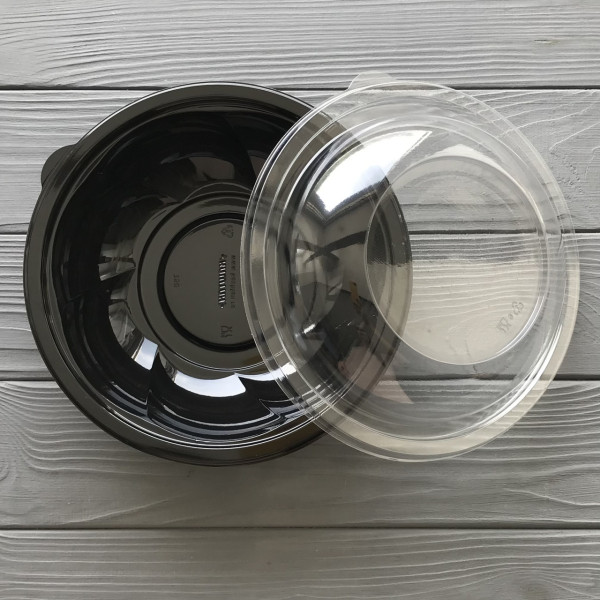 Салатник с крышкой черный 1000мл (330шт) УК-107
