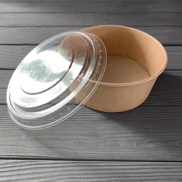 Салатник бумажный Крафт 750мл с крышкой ПС-313 (50шт/уп|500шт/ящ) PLS750K