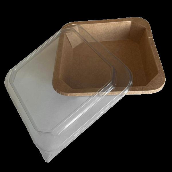 Салатник крафт квадратний з кришкою 1000мл 178х178х50мм S (50шт/уп|300шт/ящ) HS1000K