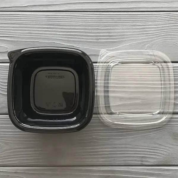 Салатник с крышкой 500 мл (черный низ, прозрачный верх) УК-500Т