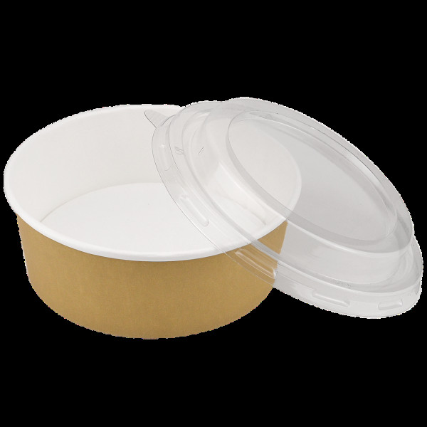 Салатник паперовий з кришкою 1350мл Крафт/Білий  Ø 187мм. (50/300) NPS1350KW(NPS1350KW)