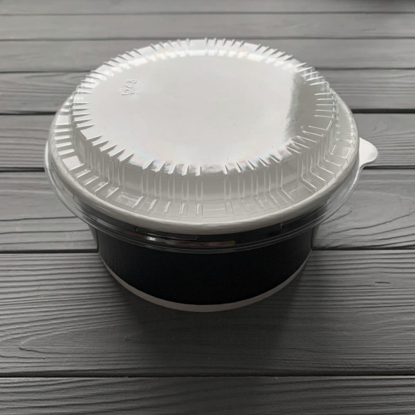 Салатник круглый 1Л. Черный с крышкой УСКЧ
