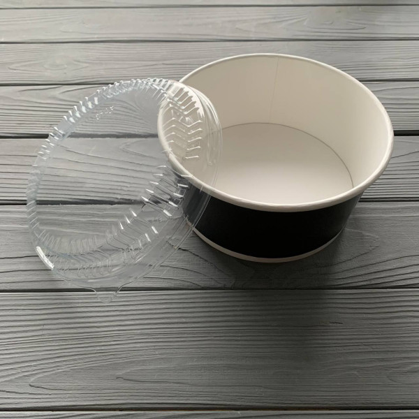 Салатник круглый 1Л. Черный с крышкой УСКЧ
