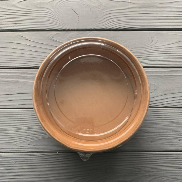 PL-Salad 1.25 Салатник бумажный Черный/Крафт 1250мл с ПЭТ крышкой (25шт/уп)
