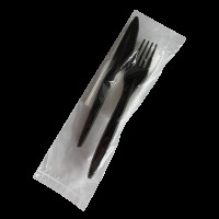 Набір одноразових столових приладів Люкс чорний (ніж+виделка+серветка) НАП8(НАП8)