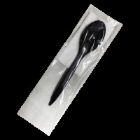 Набор одноразовых столовых приборов Люкс черный (ложка+салфетка) НАП10(НАП10)
