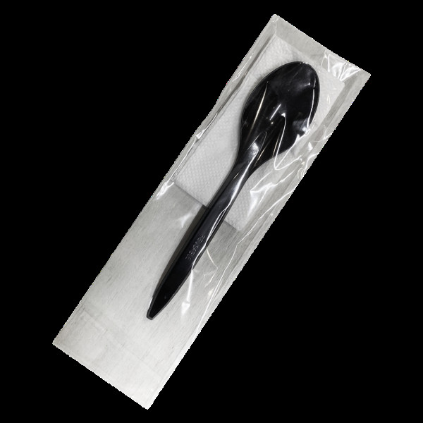 Набір одноразових столових приладів Люкс чорний (ложка+серветка) НАП10(НАП10)