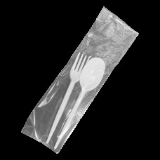 Набір одноразових столових приладів Економ білі (ложка+виделка) НАП12(НАП12)