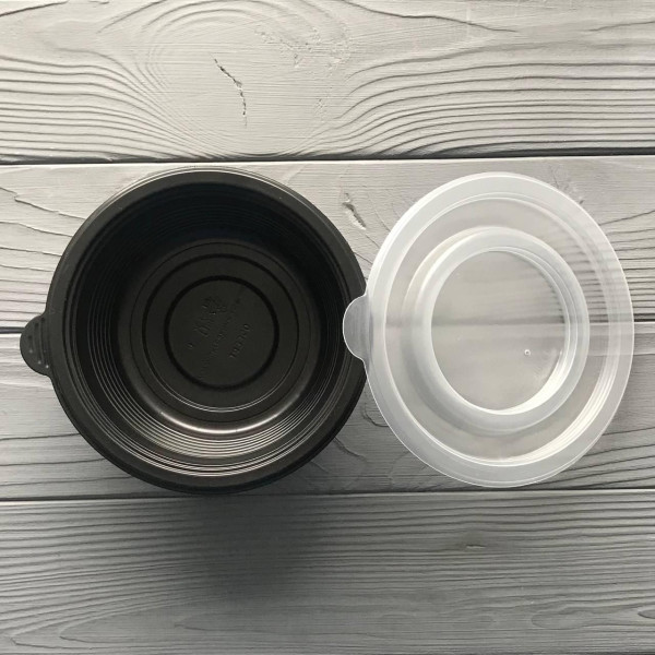 Супник с крышкой черный ПП 350мл (800шт/ящ)
