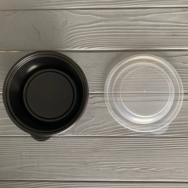 Супник (лоток) 350 мл D-144 мм чорний з кришкою (400шт/ящ)