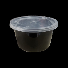 Супник з кришкою круглий чорний ⌀120мм 500мл (50шт/уп|500шт) NSB500(NSB500)