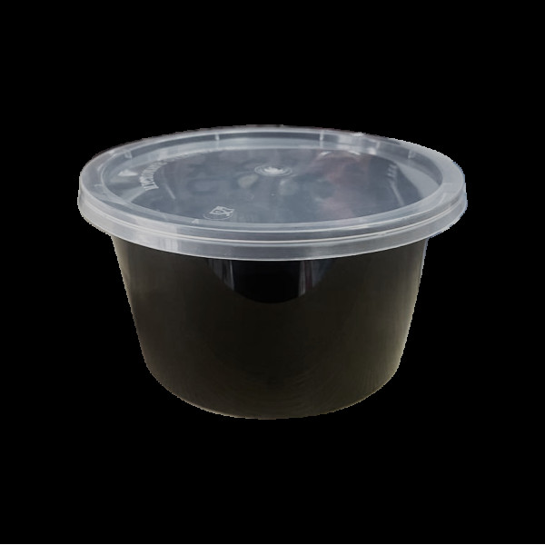 Супник з кришкою круглий чорний ⌀120мм 500мл (50шт/уп|500шт) NSB500(NSB500)