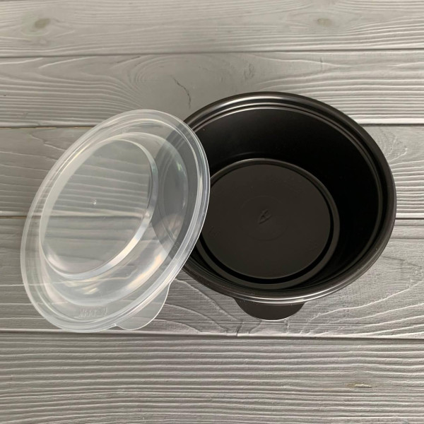 Супник (лоток) 500 мл D-144 мм черный с крышкой (400шт/ящ)
