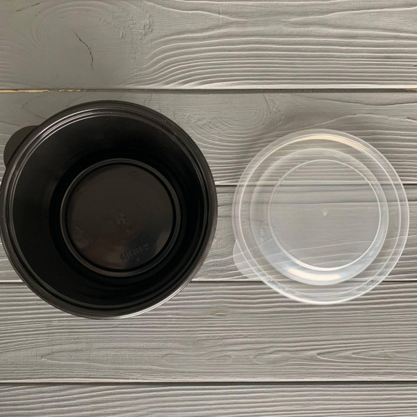 Супник (лоток) 750 мл D-144 мм чорний з кришкою (400шт/ящ)