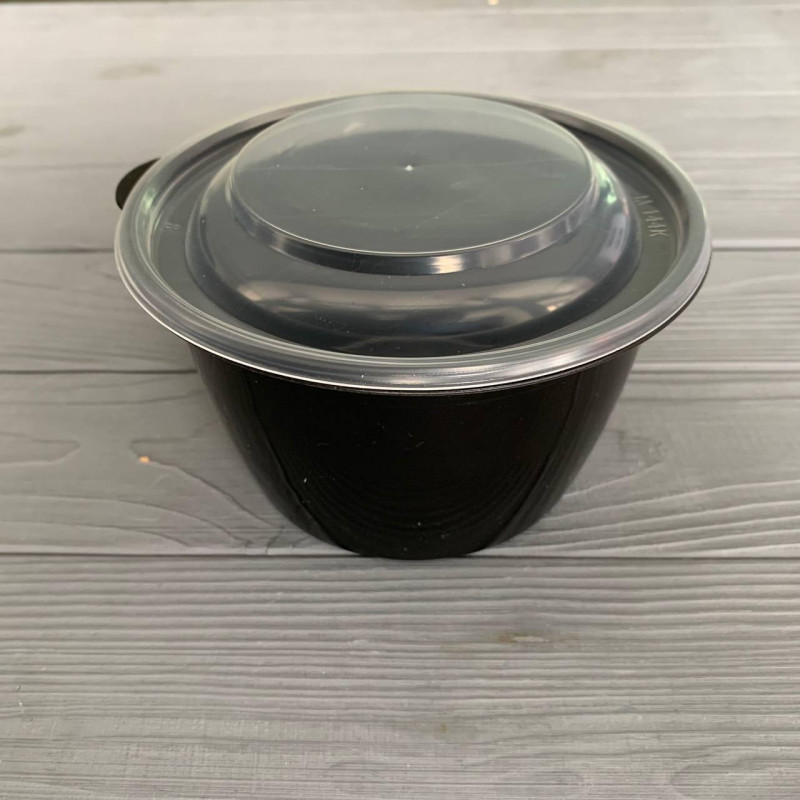 Супник (лоток) 750 мл D-144 мм черный с крышкой (400шт/ящ)