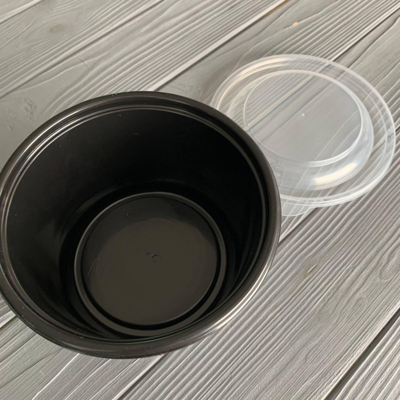 Супник (лоток) 750 мл D-144 мм черный с крышкой (400шт/ящ)