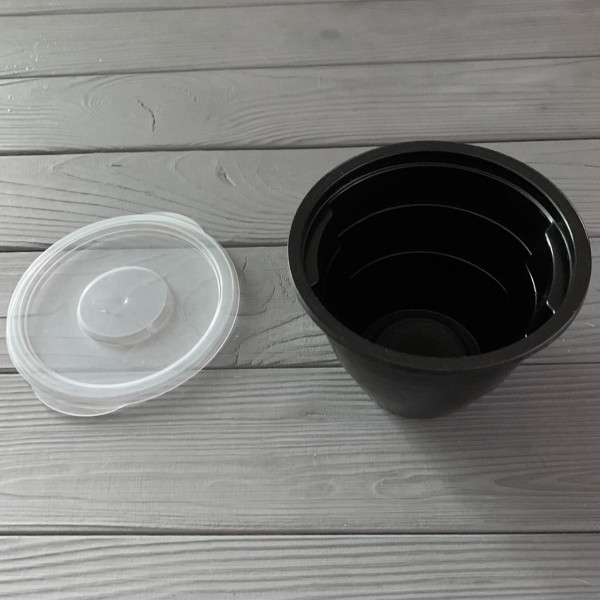 Контейнер - супник с Крышкой круглый гладкий 500мл черный PP ø=118 (40/800) АЛ-500Г