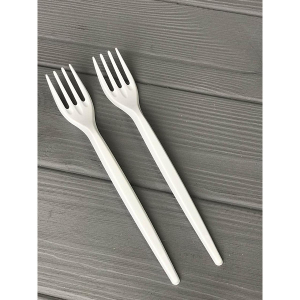 Вилка одноразова біла полегшена U2