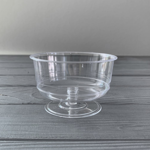 Креманка стекловидная с прозрачной ножкой 200мл (30шт/уп|90шт/ящ) ГП391