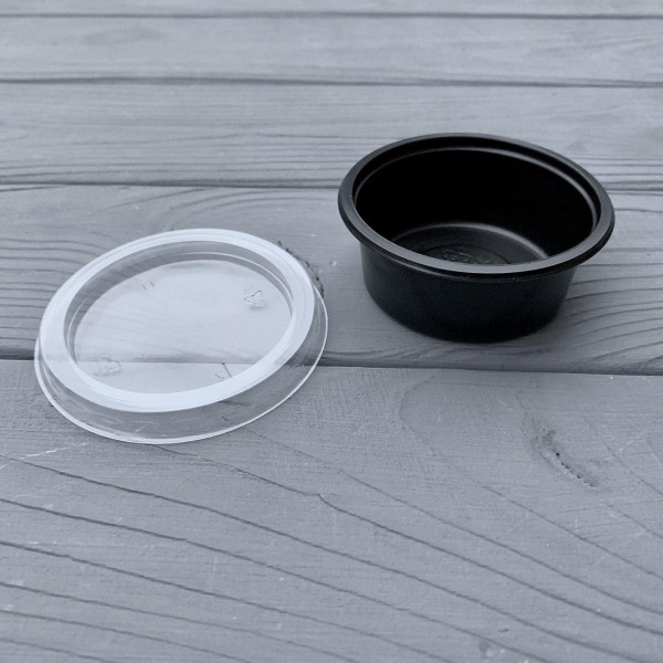 Соусник з кришкою PP 50мл чорний Польща (100шт|уп/20уп|ящ)